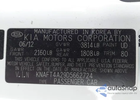 2013 Kia Forte Lx из США, поврежденный, VIN KNAFT4A29D5662724